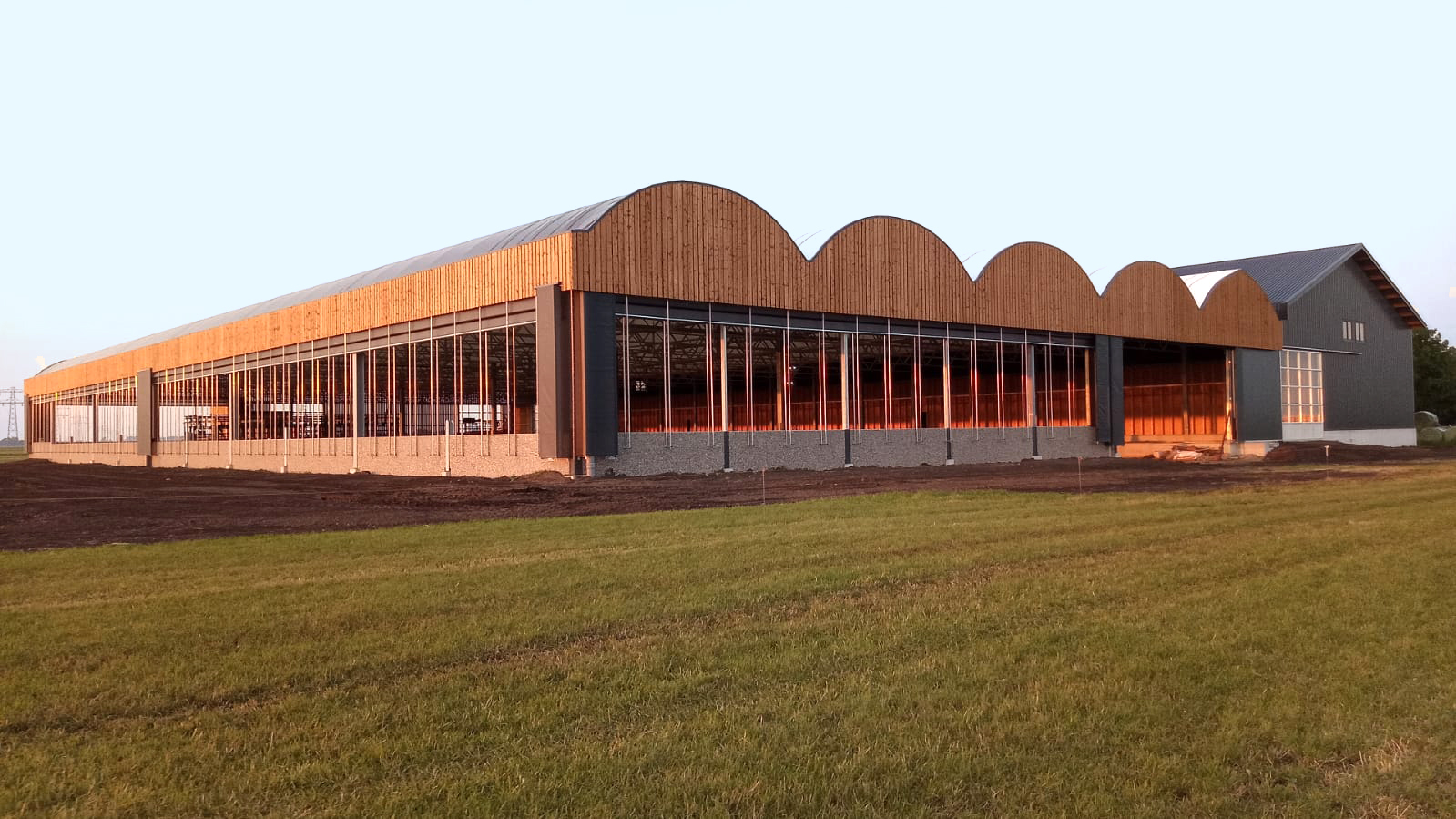 Vrijloopstal met hooidroogschuur